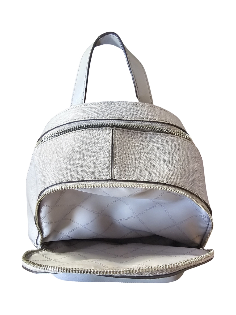 Michael Kors NWT Mini Backpack Gray Logo Perforated Leather MK Bag New With Tags - Picture 7 of 12